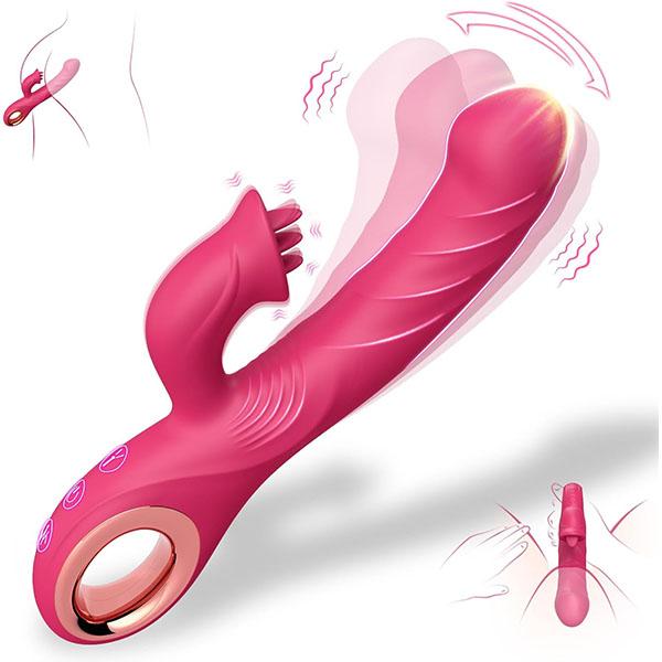 3-in-1-Sexspielzeug-Vibratoren, Dildo, Sexspielzeug für Erwachsene, Klitoris-G-Punkt-Vibrator mit 10 Wackel-, Vibrations- und Leckmodi für Frauen