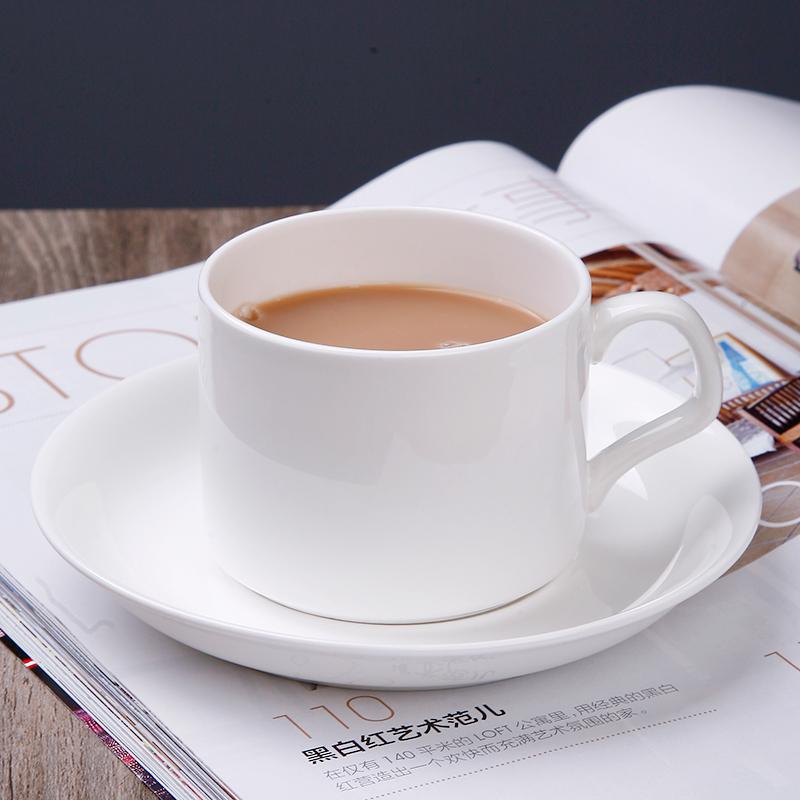 Simple Bone China Coffee Cup and Saucer Pure White Creative Ceramic Coffee Cup Flower Tea Cup Household 150ml Milk Cup Water Cup