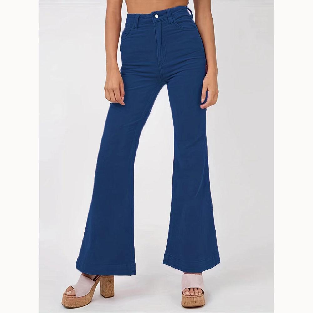 Vårmote Kordfløyel Slengbukser Vide Ben Bukser Dame Ensfarget Casual Komfortable Bukser