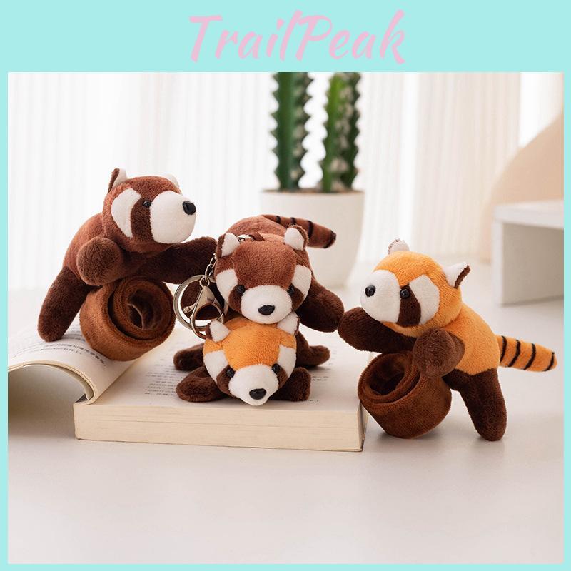 Adorable Panda Plush Wrist Rattle Toy Cute Raccoon Keychain Refrigerator Magnet