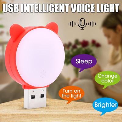 Lovely Cat USB Lampka nocna na akumulator Sypialnia Lampka nocna Lampka nocna Sterowanie głosem Zdalne dla dzieci Prezent dla dziecka LM