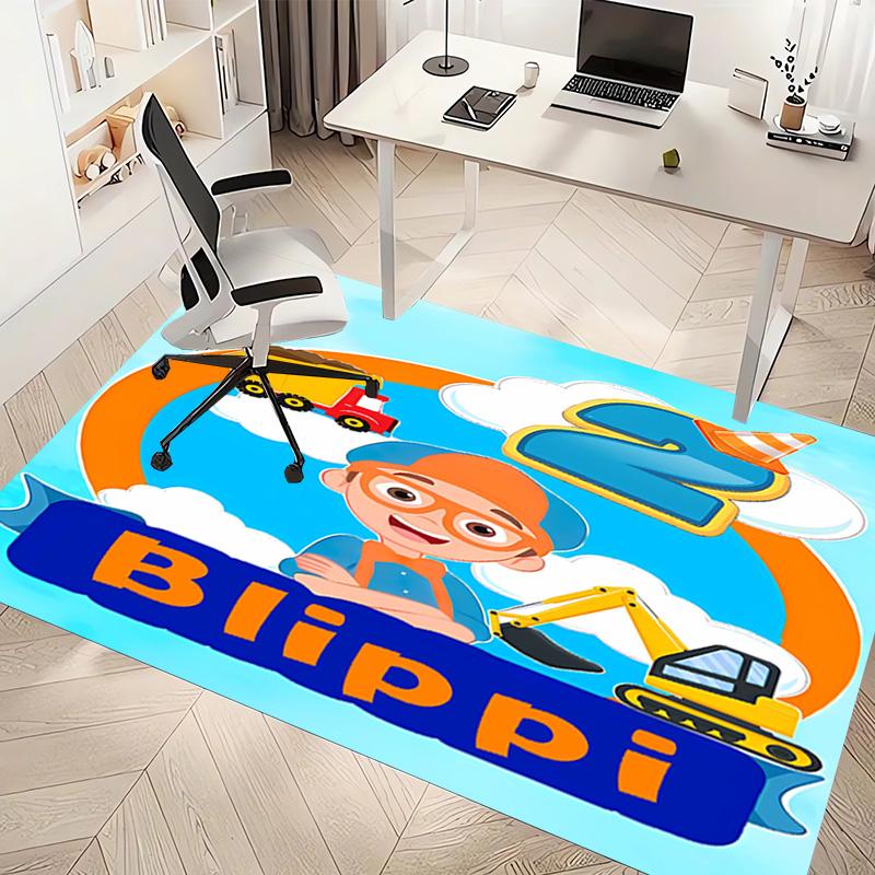 1pc Blippi Print Area Rug - Soft, Washable Non-Slip Indoor Mat, Living Room, Home Office Decorative Rug,Office Decorative