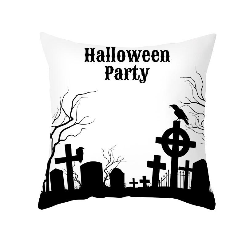 New Nordic Halloween Throw Pillow Cover Black Letter Print Sofa Cushion Cover Cushion Cover Home
