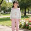 Girls' Spring Lapel Sweatshirt & Joggers Set - Stylish Cartoon Two-Piece Outfit