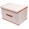 Fabric Storage Bin With Lid Foldable Oxford Fabric Water Proof Coating Spacious Stackable Fabric Storage Bin Beige