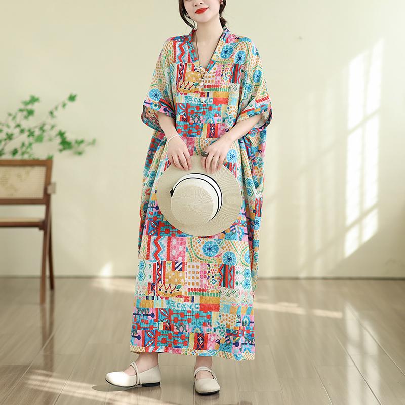 DIMANAF New 2026 Women Plus Size Summer Casual Maxi Long Dress Cotton Loose Oversize Floral Print Beach Sundress