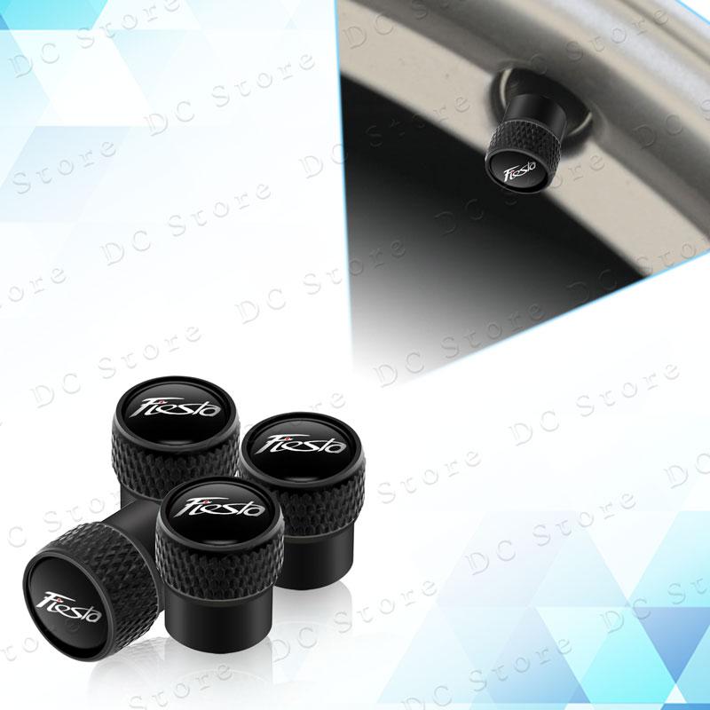 AAANK1 4pcs Metal Aluminum Alloy Car Wheel Tire Valve Air Stem Cap Dust Proof Covers For Ford Fiesta Emblem Accessories