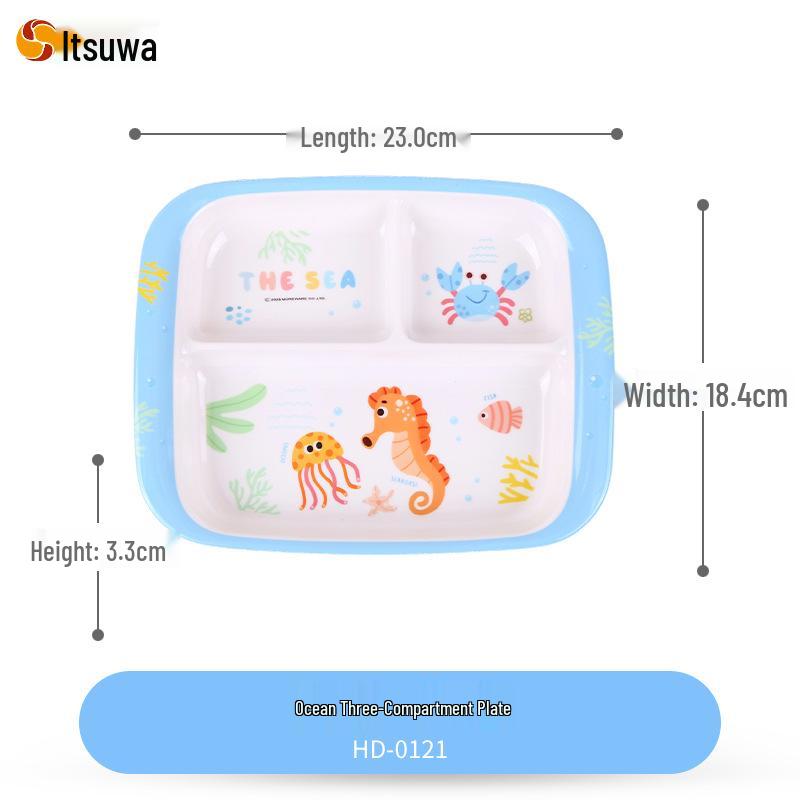 Wuhe Kids' Melamine Cartoon Compartment Tray, Baby Bowl, and Tableware Set