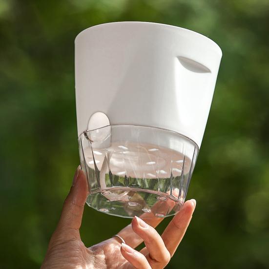 Flowerpot with Open Water Pour Port Easy Maintenance Self-Absorbing Double-Layer Water System Thickened Transparent Water Storage