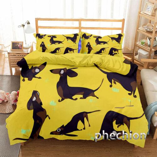 Set copripiumino e federa per bassotto 3D, set di biancheria da letto singolo, matrimoniale, queen size