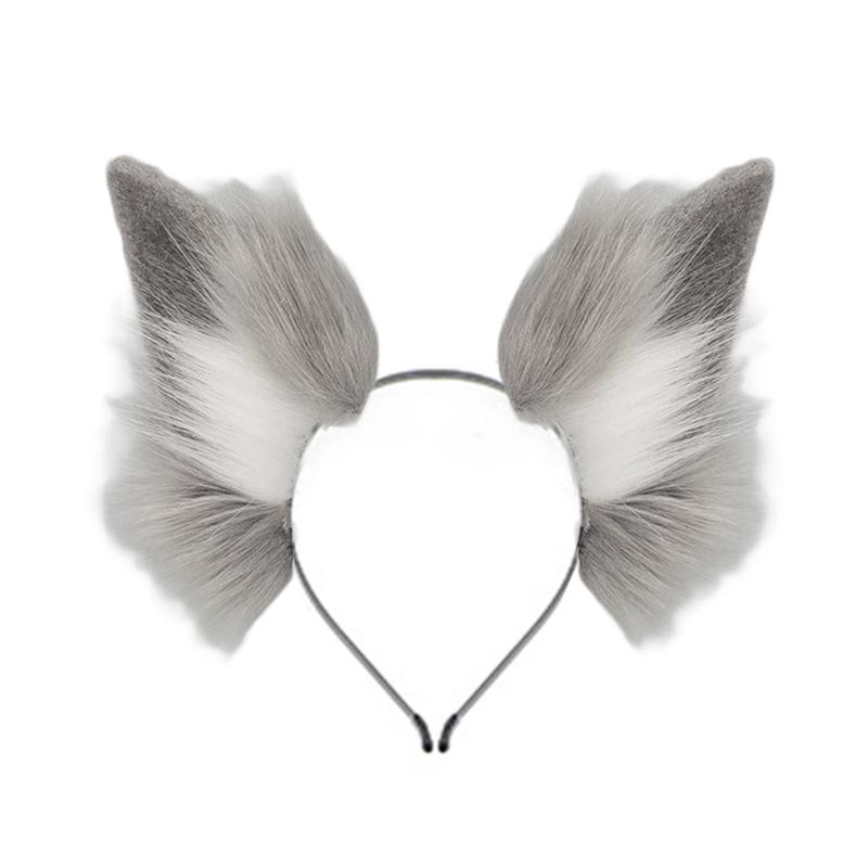 Wolf Foxes Tail Foxes Ears Headband Faux Furs Animal Tail Halloween Christmas Fancy Party Costume Gift for Women Men