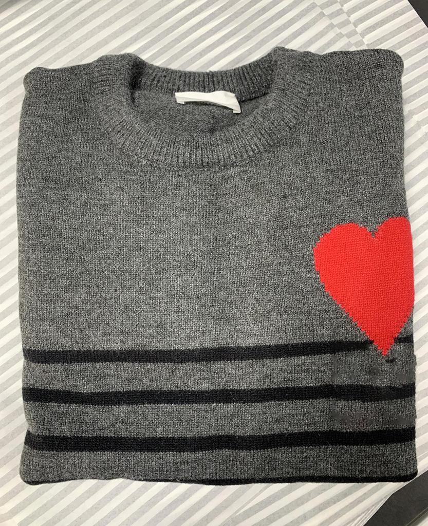 AMI 2024 Autumn/Winter Macaron Love Jacquard Unisex Thick Knit Sweater