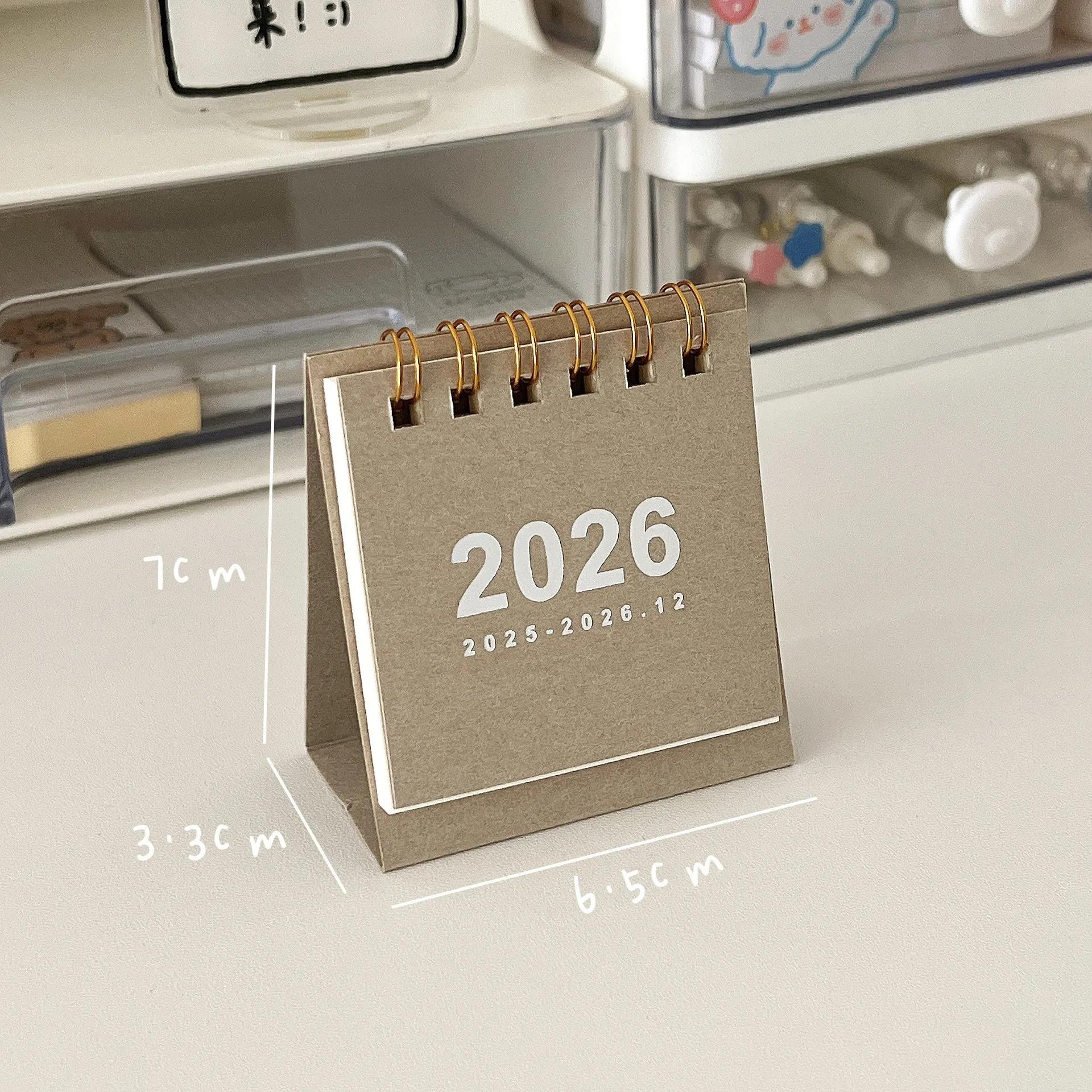 2026 Mini Simple Desk Calendar - Creative Spiral-Bound Calendar for Desktop Decoration & Office Stationery Office Supplies