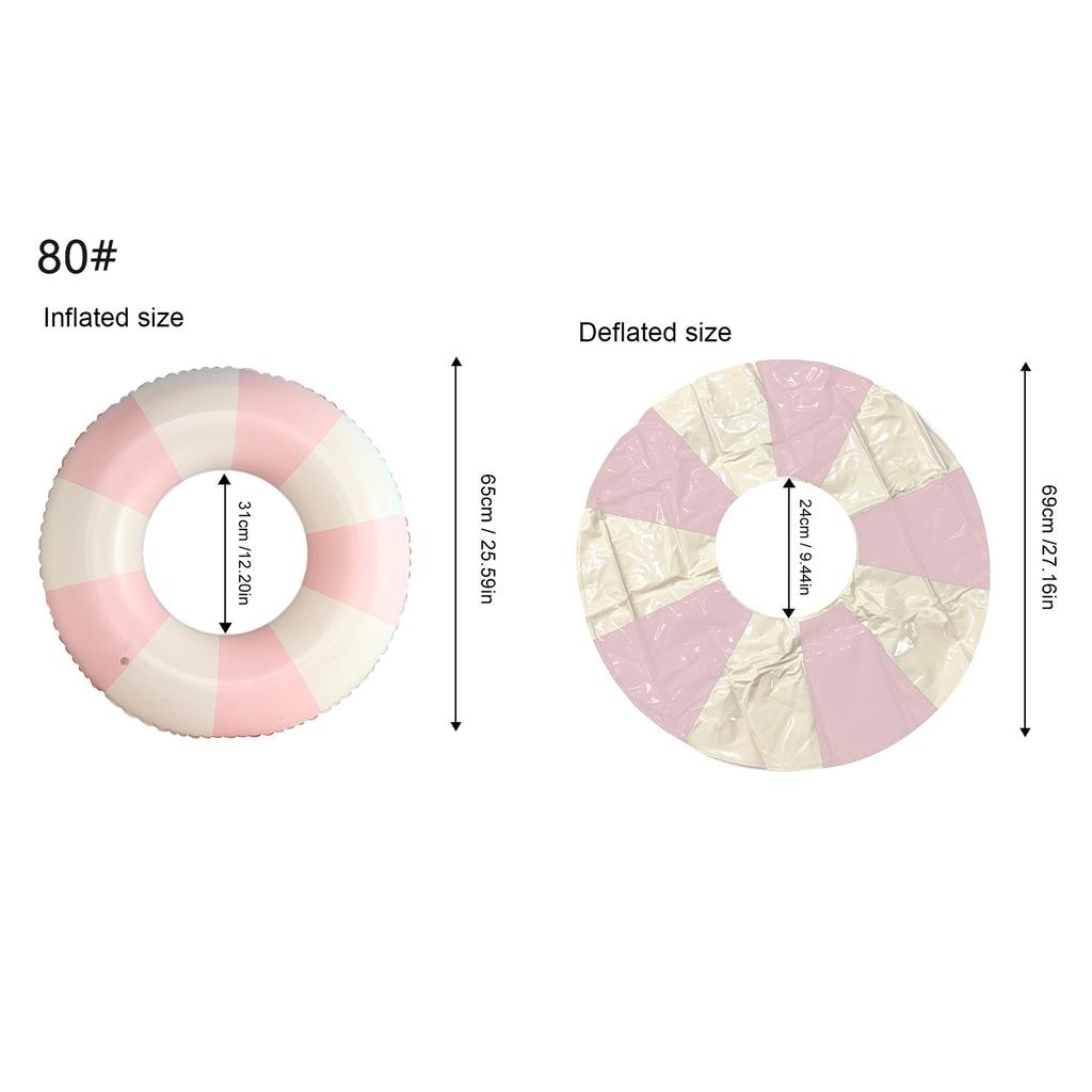 1pc Striped Double Air Bag Swimming Ring With Handle Thickened PVC Inflatable Swim Circle Beach Pool Water Floating Ring