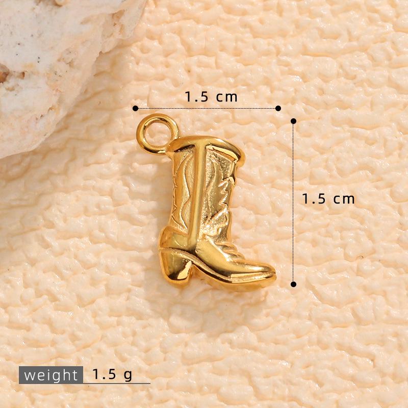 Western Cowboy Boot Stainless Steel Enamel Pendant - DIY Necklace & Bracelet Charm Jewelry.