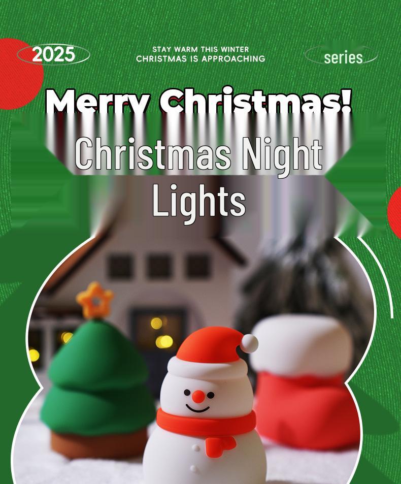 Grenzüberschreitendes Weihnachts-Silikon-Nachtlicht: Wiederaufladbare Nachttisch-Atmosphärenlampe mit Timer
