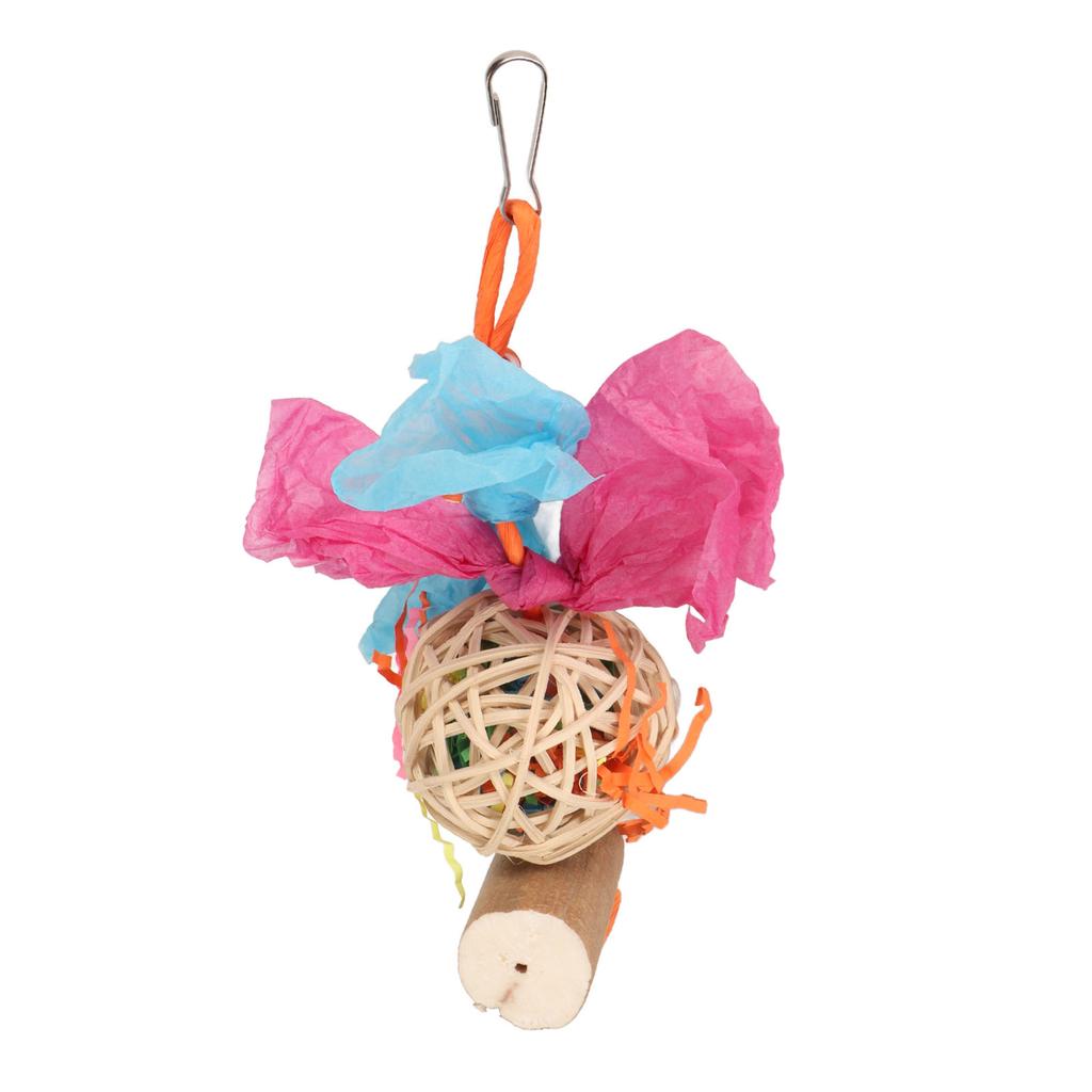 Bird Chewing Toys Parrot Foraging Shredding Toy Hanging Rattan Ball and Sola Wood Stick Toys for