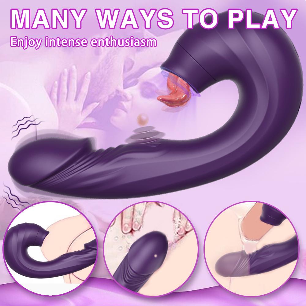 Powerful G Spot Dildo Vibrator Female Clit Sucker Vacuum Clitoris Stimulator 3 IN 1 Sucking VibratorSex Toy For Womans Adults 18