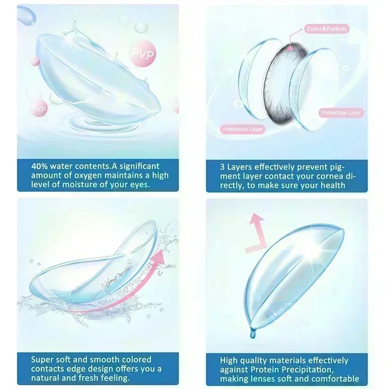 FUNSACHY Brown Korean Lenses Colored Contact Lenses For Eyes Fashion Lens Beautiful Pupil Yearly Use Natural Gray Eye Contacts