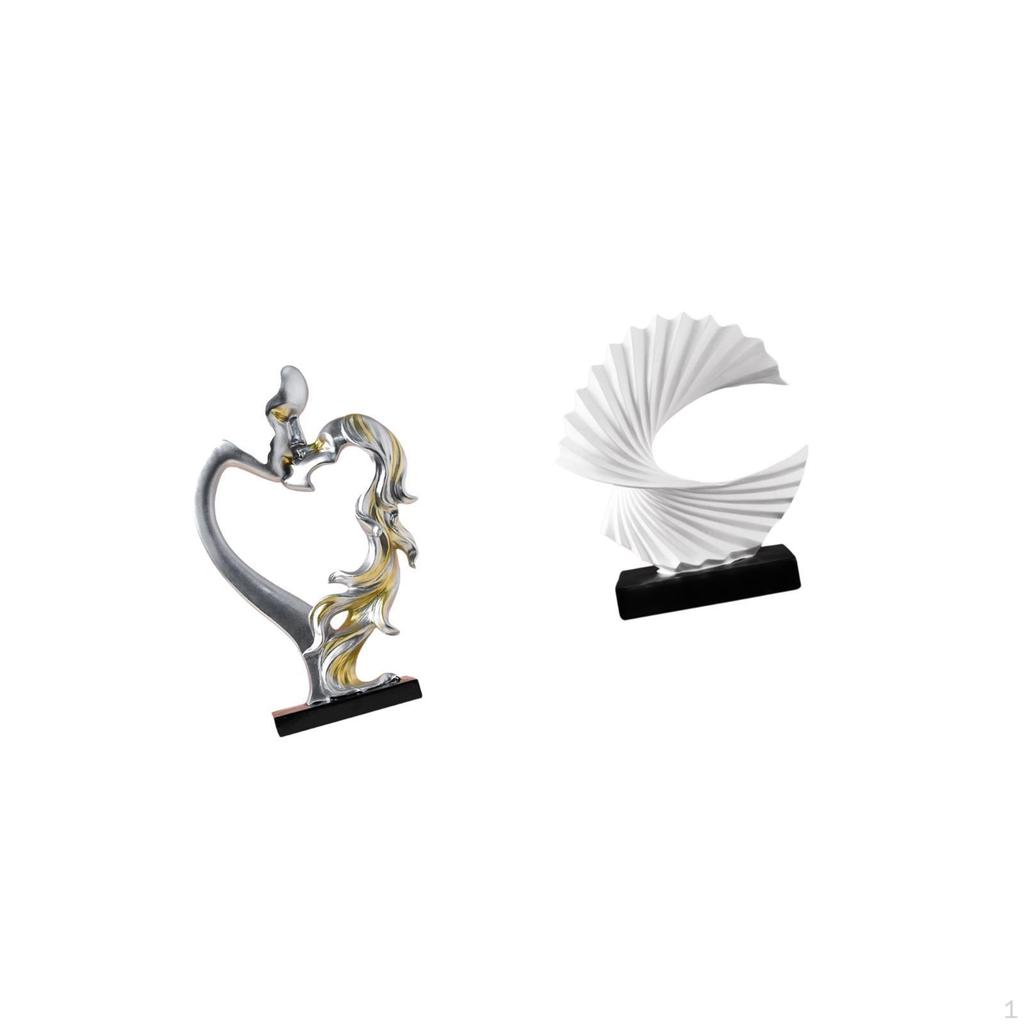 Romantic Wave Couple Figurine Abstract Resin Sculpture Collectible Desktop Ornament for Bedroom