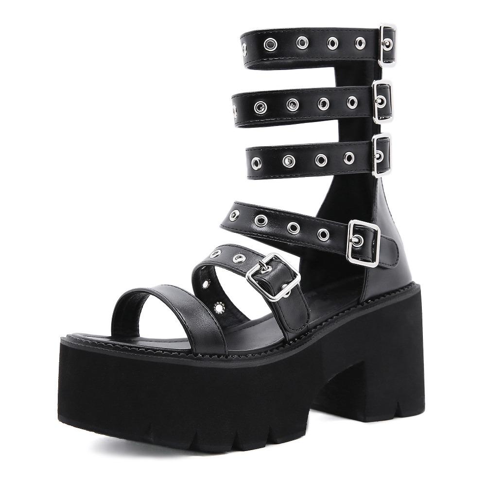 New Summer Women Punk Roman Wedge Platform Sandals Elevated Street Trend Plus Size Shoes