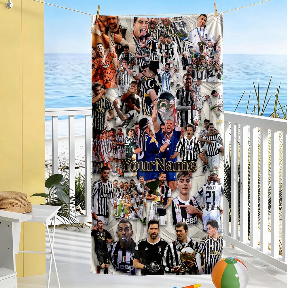 Juventus Customizable Name Beach Towel Super Soft & Absorbent Portable for SwimmingBeachCamping Travel Beach AccessoriesGym