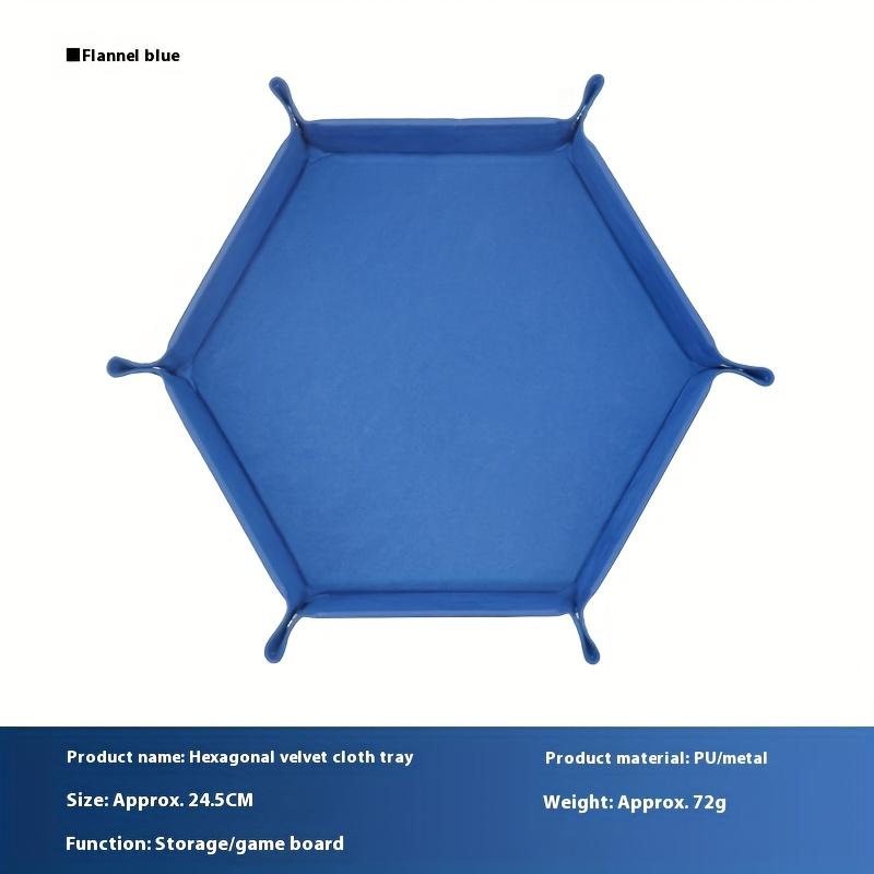 

1 шт. Шестиугольный складной органайзер для хранения из искусственной кожи и бархата - Штабелируемый органайзер для игр в кости с открывающейся крышкой, Разноцветные варианты для настольных ролевых игр синий