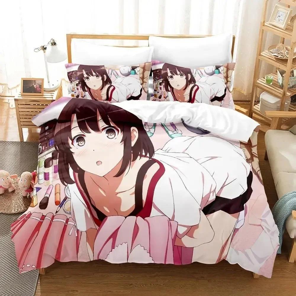 Saekano How To Raise A Boring Girlfriend Beding Set Printed Bed Linen Set With Pilowcase Bed Soft Duvet Cover Soft Quen Super King-Sized Dimensionsd