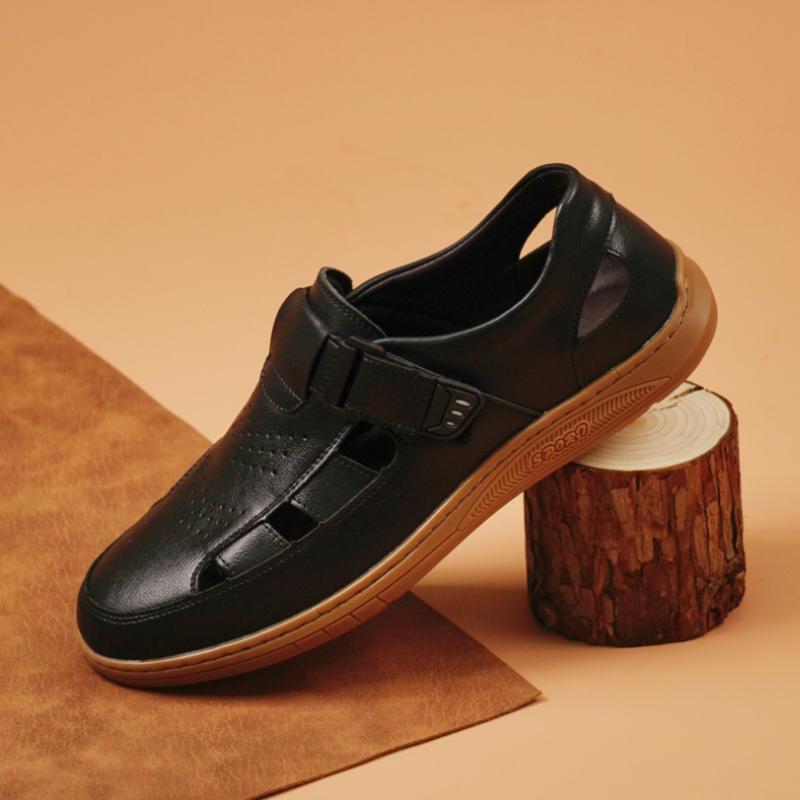 

Fashion High End Brand Men s Casual Sandals Wear-resistant Soles Summer Breathable Beach Shoes Commuting Men s Leather Perforated Shoes 45