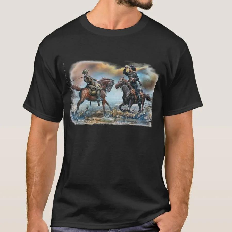 Vintage World War I British and German Cavalrymen Fighte TShirt Summer Cotton Short Sleeve ONeck Mens T Shirt New S3XL