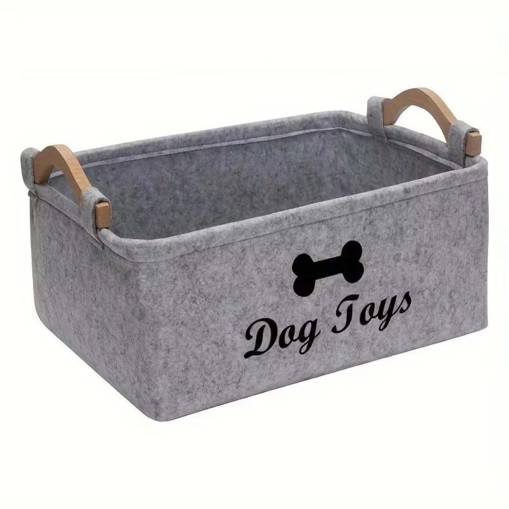 Felt Pet Toy Storage Basket Large Capacity Durable Toy Organizer For Cat Dog Toys