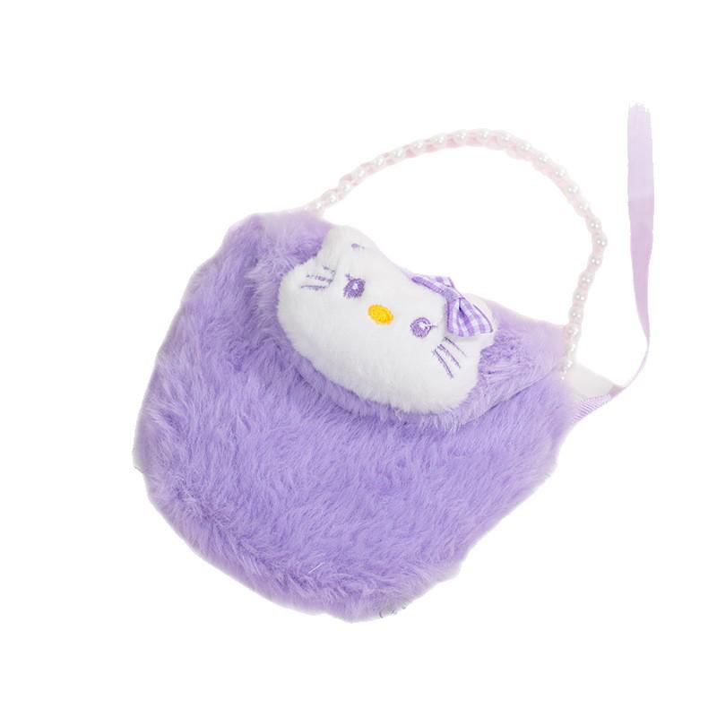 Children's Cartoon Cat Plush Gradient Crossbody Bag - Cute Coin Purse Handbag for Autumn and Winter.