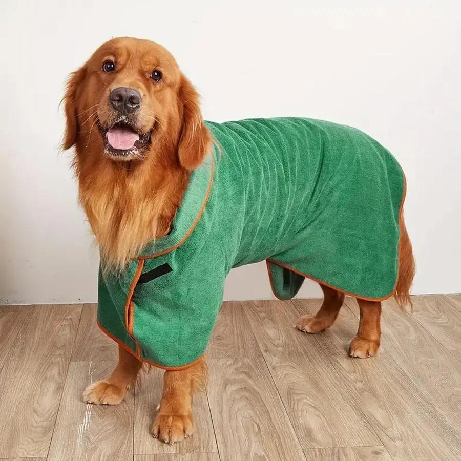 Quick Dry Dog Bath Robe Pet Towel Onesie for After Bath Swimming & Grooming Puppy Bathrobe for Dogs