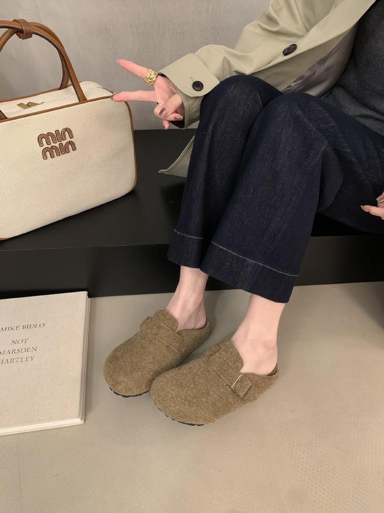 Baotou Slippers Women's Autumn 2025 New Retro Outer Wear Thick-soled Round Head One-pedal Lazy Shoes Muller Slippers