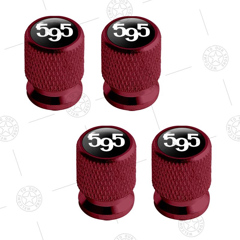 4pcs 595 Logo Car Wheel Tire Valve Caps Air Stem Aluminum Accessories For Fiat Abarth 695 Competizione Turismo 124 Spider Palio
