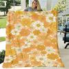 1pc Extra Large Soft Warm Plush Flannel Blanket MustardYellow, Brown, White, Peach & Beige Daisy Floral Design AllSeason Luxury Bedspread for Sofa, Be
