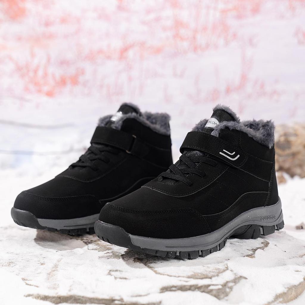 Women's Waterproof Plush Snow Boots - Non-Slip, Wide Fit with Velcro