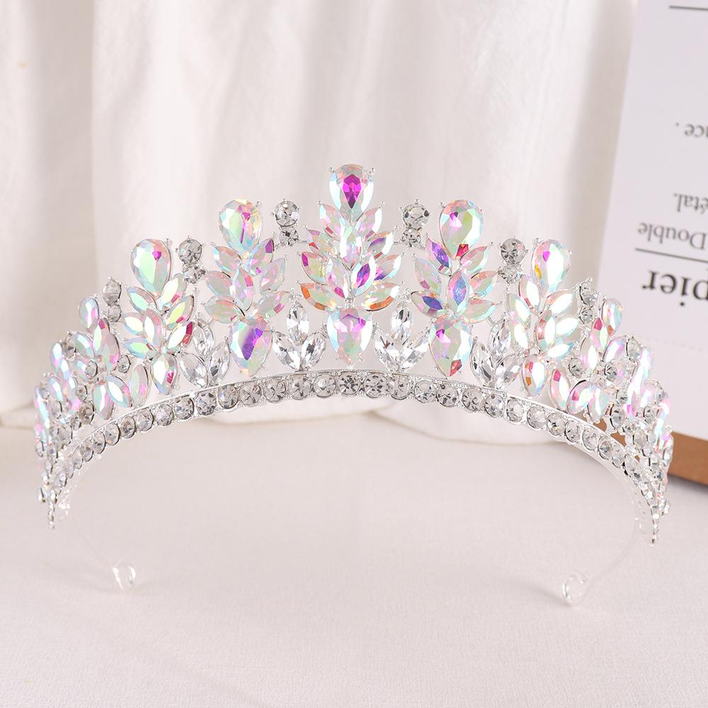 DIEZI Lusso Coreano 20 Colori Cristallo Opale Verde Corona Copricapo Sposa Nuova Elegante Tiara Regina Fasce per Capelli Vestito da Sposa Bambina