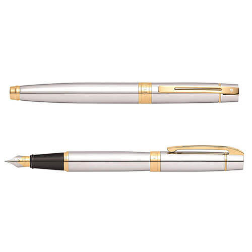 Sheaffer 300 Chrome/Gold Trim Pen (Med Fountain)