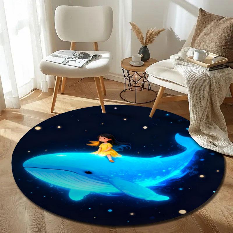 Classic Round Sun Multicolor Rug Pad, Non-Slip Floor Mat for Family Room