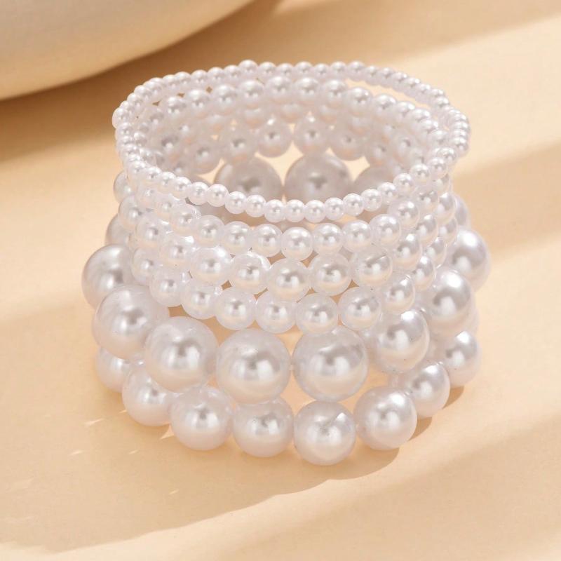1pcs Elegant Vintage Style ABS Faux Pearl Beaded Bracelet Set