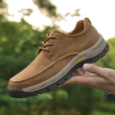 Moda Vintage Grande-Cabeça Caminhada Sapatos Masculinos Ao Ar Livre Antiderrapante Resistente Ao Desgaste Sapatos de Escalada Respirável Sapatos Casuais de Couro