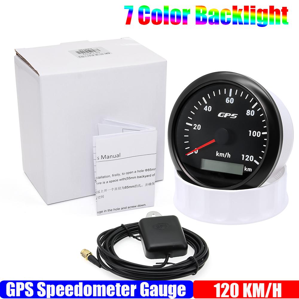 30~200 KM/H 85MM GPS Speedometer Gauge With GPS Antenna For Marine Boat 7 Color Backlight Boat Car Truck Speed Gauge Meter 9-32V