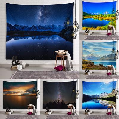 Night Starry Sky Night Scene Tapestry Natural Lake Landscape Art Wall Tapestry Dormitory Bedroom Room Aesthetics Home Decoration