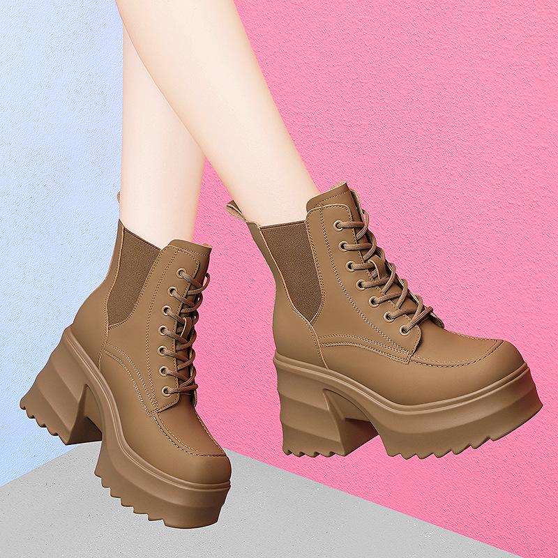 (Broken size does not make up) Thick-soled British style inner heel Martin boots children's autumn new versatile women's shoes
