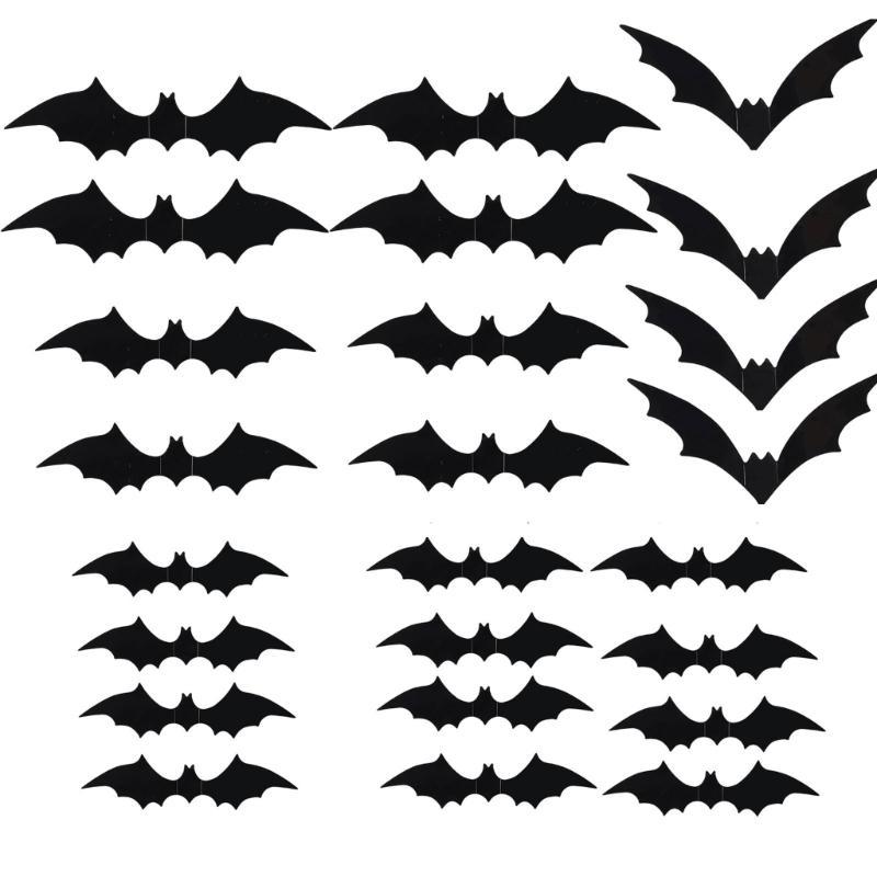 

Halloween Bat Clings Adhesive PVC Sticker Realistic Flying Bat Sticker Wall Decals For Window Wall Halloween Decoration