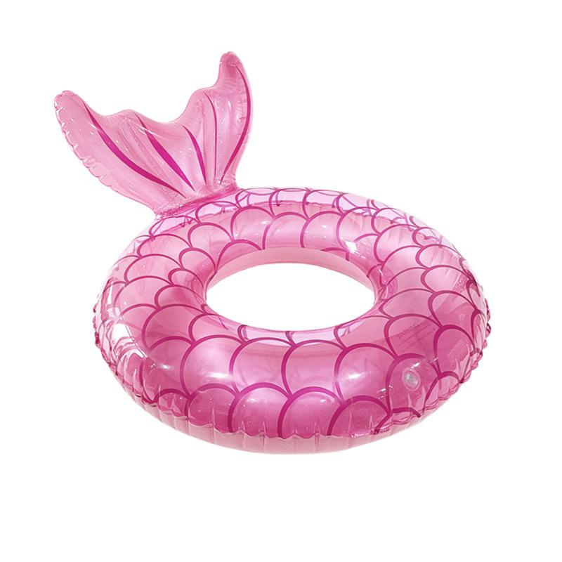 Summer Mermaid Inflatable Swimming Ring Thickened PVC Pool Float Mattress with Crown Floating Ring Seat Toys