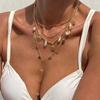 Starfish Pearl Necklace Set Conch Scallop Flat Snake Chain Necklace Set