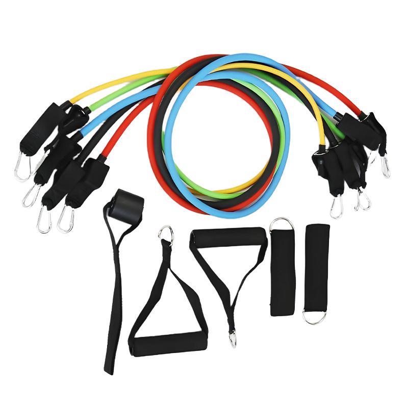 11-Piece Carabiner Eyelet Hook Puller & Stretch Rope Set for Muscle Fitness Training