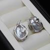 Natural Big Baroque Pearls Earrings For Women,Real Freshwater Pearl Stud Earrings 925 Silver Boho Earrings Wife Mother Gift